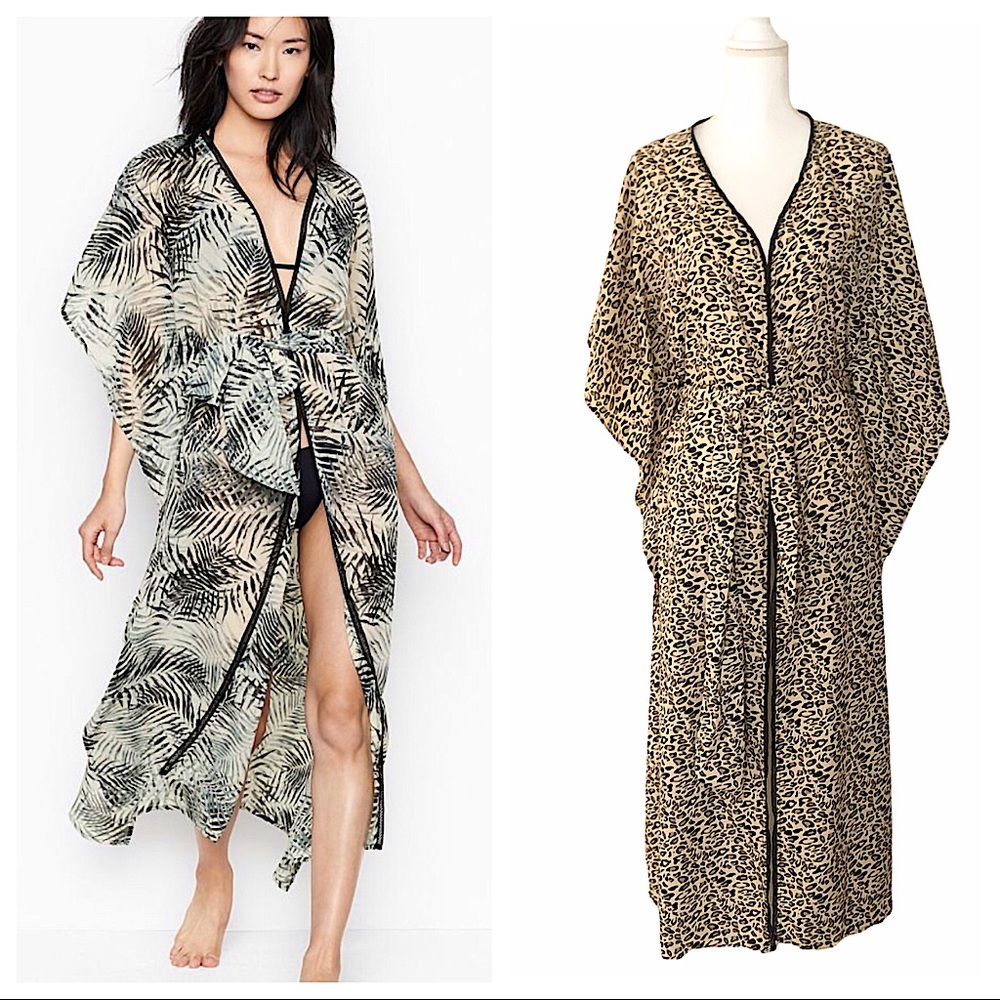 America & Beyond Leopard Animal Print Kaftan Dress Size M NEW